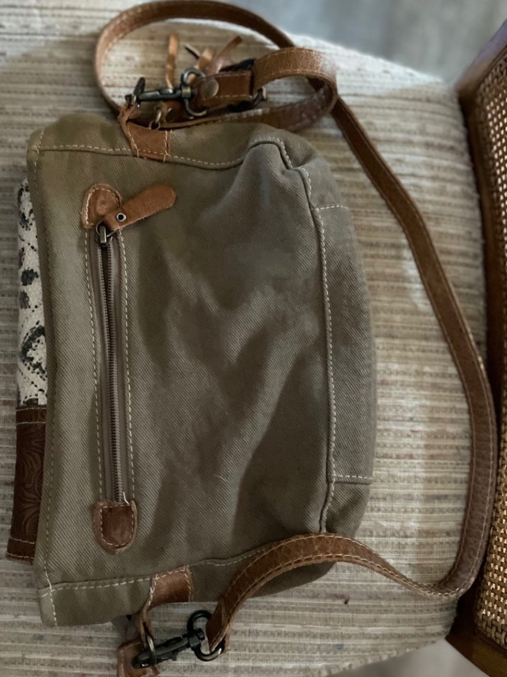 Myra Crossbody Bag in Brown & White - Picture 2 of 4